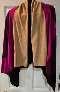 Luxury Cashmere Multi-Color Open Front Waterfall Cardigan L Charter Club