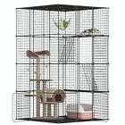 Extra Large Cat Cage Indoor Cat House w/ 3 Ladders 3 Platforms 4 Doors Cat Crate