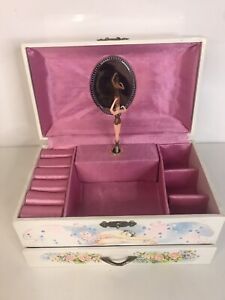 Musical 1986 Jewelry Box With Ballerina Works See Photos!