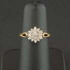 (AGJ) 9ct Yellow Gold Approx. 0.19ct Diamond Cluster Ring Size I 1/2 2.3g