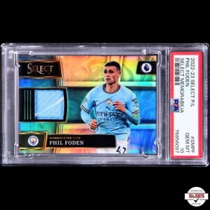 PSA 10 2022-23 Panini Select Phil FODEN PLAYER-WORN 2 Color Patch #SM-PF POP 1