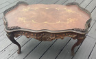 ESTATE SALE! Antique 1920s French Louis XV Carved Walnut & Inlaid Coffee Table