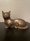 Vintage Brass Cat Sitting Art Deco Kitty Feline Figurine