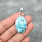 Larimar Gemstone 925 Sterling Silver Handmade Pendent Beautiful Jewelry For Her