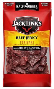 Jack Link's Beef Jerky Teriyaki ½ Pounder Bag Flavorful Meat Snack 11g  Protein