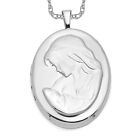 925 Sterling Silver Mother Baby Oval Personalized Photo Locket Necklace Charm...