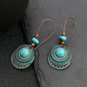 Vintage Boho Style Dangle Drop Earrings With Turquoise For Women Fashion Jewelry