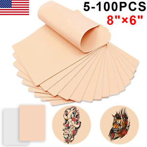 5-100Sheets Tattoo Skin Practice Double Sides Fake Skin for Tattoo Supplies 8x6