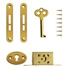 Full Mortise Antique Gold Plated Jewelry Box with Key and mounting Screw for