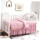 Seersucker Princess Crib Bedding Set for Baby Girls, 3 Pieces Ultra Soft Pink