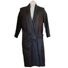 Vintage Pelle Club S Black Leather Trench Coat Oversized Slouch Structured Pocke