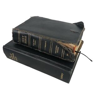 Vintage Small  KJV Leather Self-Pronouncing Bible & Common Prayer (Lot of 2) B4