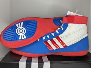 RARE Adidas Combat Speed 4 Wrestling Shoes (White-Red-Blue) Men's Size 15