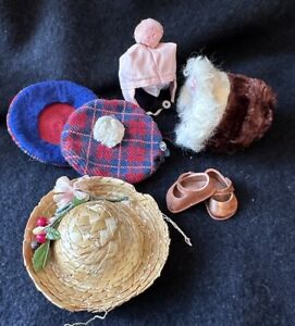 Lot Hats Ginny 8” Doll Straw Plaid Pink Vintage Muffie Ginger Virga Pam Ninette