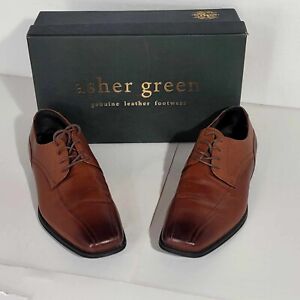Asher Green Dress Shoes Men's Size 11 Brown Leather Cap Toe Oxford Lace Up