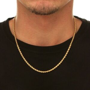 10K Solid Yellow Gold Necklace Gold Rope Chain 2.5mm 18