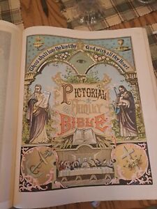 Vintage 1960 Holy Bible Self Pronouncing Edition Pictorial Family Bible Black