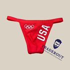 H.E.Arts USA custom print mens RED swim G-string Thong swimwear size M L