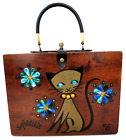 Enid Collins Of Texas 1964 Wood Purse Box Bag Sophistikit - Cat