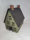 Green Country Farmhouse Wooden Bird House with Metal Roof