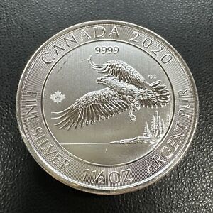 GEM BU | 2020 Canada $8 Fine Silver Coin | Bald Eagle 1.5 oz. .9999 Silver