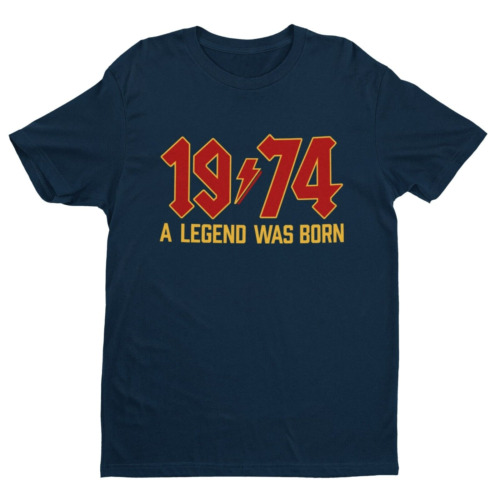 Funny 50th Birthday in 2024 T Shirt 1974 A Legend Was Born Rock Font Gift Idea