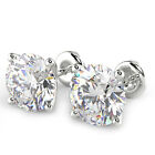 2 Ct Round Cut SI1/D Diamond Stud Earrings 14K White Gold
