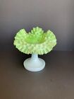 Antique Jack in the Pulpit Hobnail Green Art Glass Ruffle Vase