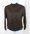 Akris Women's Brown Silk Cashmere Mock Neck Long Sleeve Top Size 18