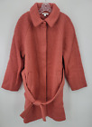 Roamans Coat Womens 16W Salmon Pink Fuzzy Wool Belted Button Up Outerwear