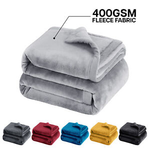 Large Plush Fleece Throw Super Soft Reversible Twin Queen Size Sofa Bed Blankets