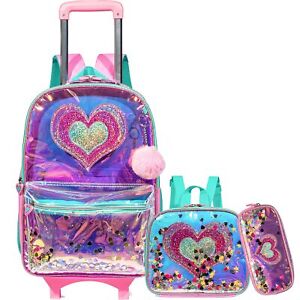 Rolling Backpack For Girls School Backpack With Wheels Kids Roller Backpack With