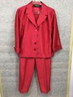 Sag Harbor Suit Petite Size 8P Shimmer 2 Piece Jacket Blazer Pants Beaded Red