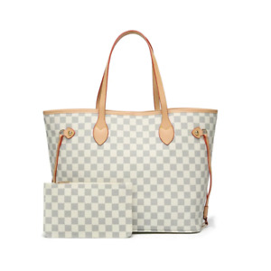 TWENTY FOUR Womens Checkered Tote Shoulder Bag with Inner Pouch - PU Vegan Leath