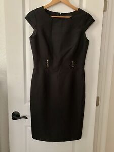 Tahari Sheath Dress Womens Sz 6 Solid Black Sleeveless Arthur S Levine Lined