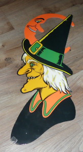 Vintage Large Beistle Co. Witch & Moon Die Cut Halloween Decoration 23