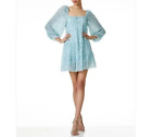 NWT Alice + Olivia MEDIUM ~ AUTHENTIC Blue Sequin Tiered Mini Dress NEW