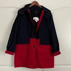 NWT! Coach Trench Coat Navy Blue/Red Color Block Cotton/Leather Sz Large