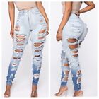 Fashion Nova High Waisted Ripped jeans Front And Back Rips Size 13 Preowned New
