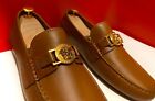 $949.00 !! VERSACE MEN'S ICONIC BROWN LEATHER LOAFERS SHOES MARKED SIZE 41