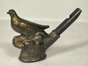 Antique Figural Cast Metal Toy Pigeon Bird Whistle Flute