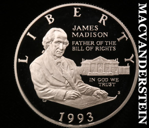 1993-S James Madison Commemorative Silver Half Dollar - Gem Proof Lustrous #V755