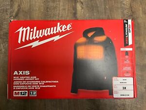Milwaukee 205B-213X M12 Heated AXIS Hooded Jacket Kit, Black, Size 3X - NEW
