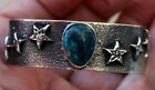 Kevin Yazzie Navajo Sterling Silver & Dark Blue Turquoise Stone Tufa Bracelet