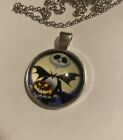 Nightmare Before Christmas-Jack Cabochon Pendant on a Silver Tone Necklace