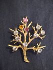 Vintage Signed Sarah Coventry Tree of Life Multicolor Pin Brooch 2