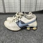 Nike Shox Sneakers Women's 7 White Blue Leather 317549-141 Lace Up *