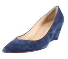 CHRISTIAN LOUBOUTIN Aegean Blue Suede Pointed Toe Wedge Pumps 39