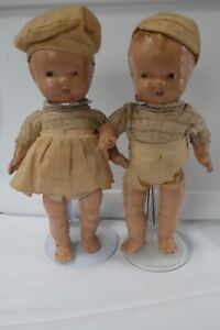 Rare Vintage Composition Bobbsey Twins Dolls Circa 1940's