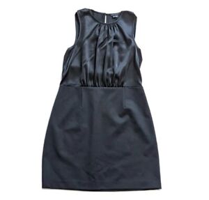 Theory Black Roobin Fitted Sheath Dress Size 8 Wool Blend Satin Career Side Zip